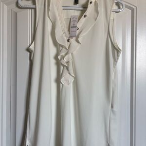 White House Black Market Ivory Ruffled Blouse